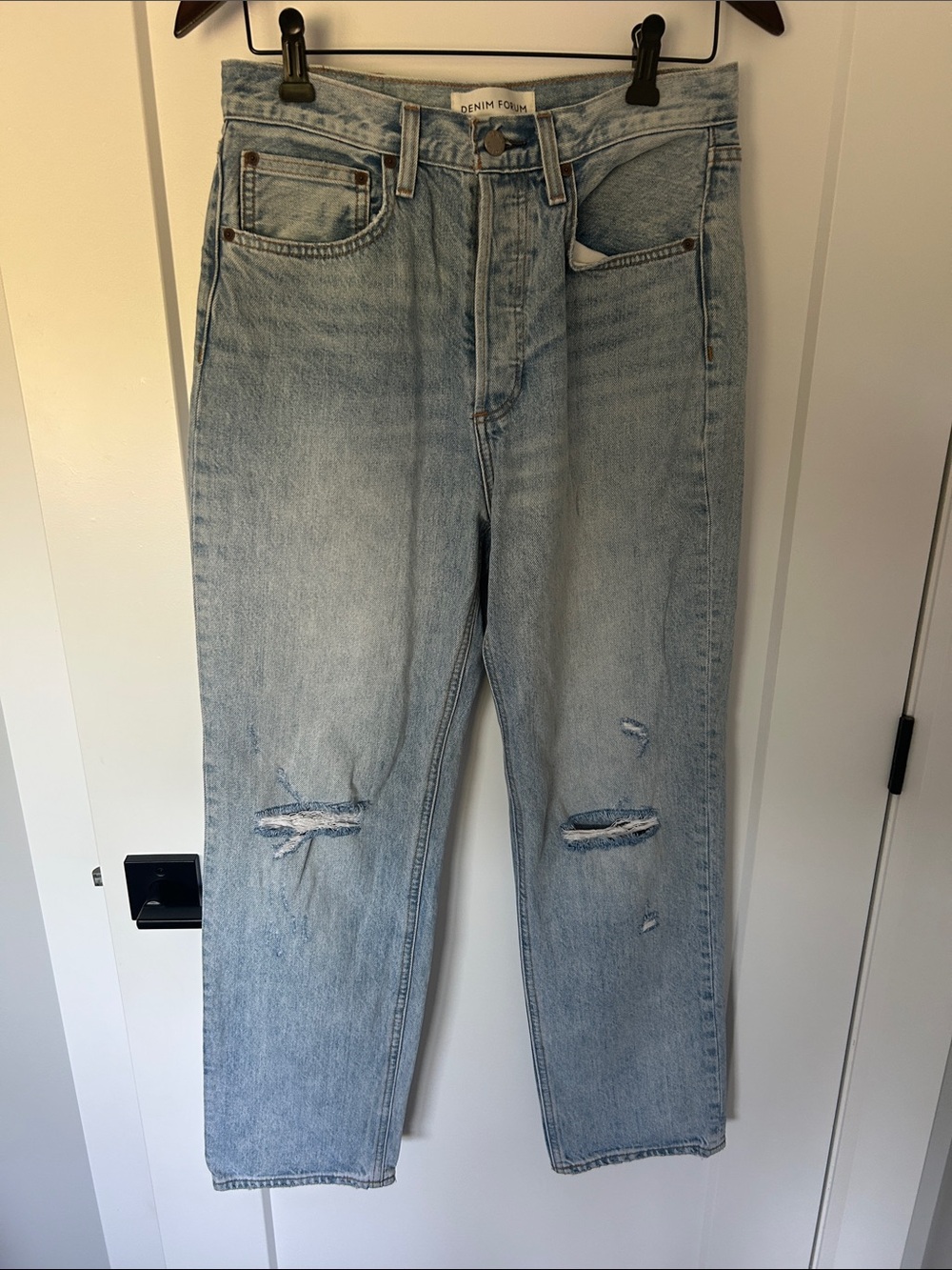 Denim Forum Light Blue Distressed High-Rise Jeans size 27